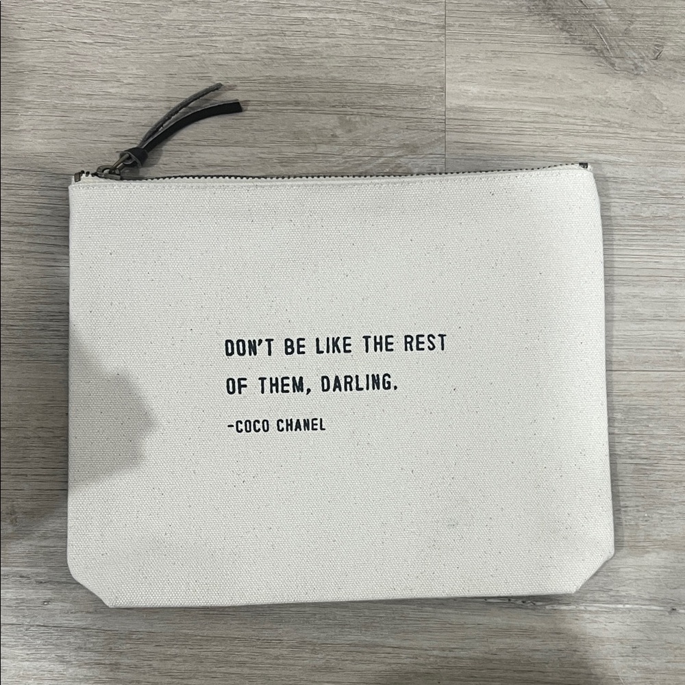 Sugar Boo & Co Coco Chanel Quote Cream Canvas Pouch - Picture 3 of 6